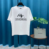Balenciaga T-shirt Double-breasted B Printing logo round Neck Short Sleeve25ss New Pure Cotton Unisex Style T T-shirt OS Loose Fit Base Shirt Casual Top Short Sleeve T-Shirt