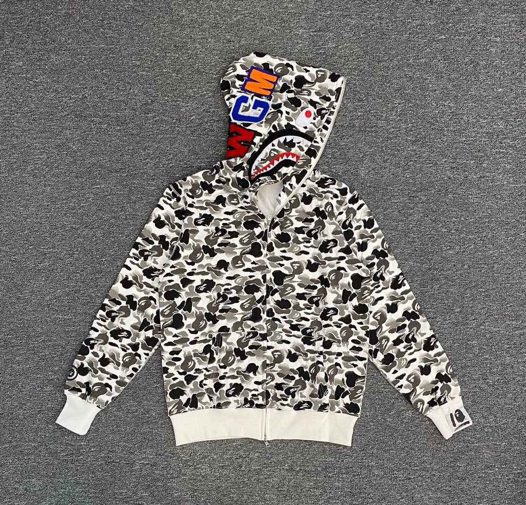 Bape Hoodie Top Version Japanese Style Fashion Brand Classic Shark Camouflage Hooded Sweater Hip Hop Style Loose Men and Women Couple Hoodie Coat