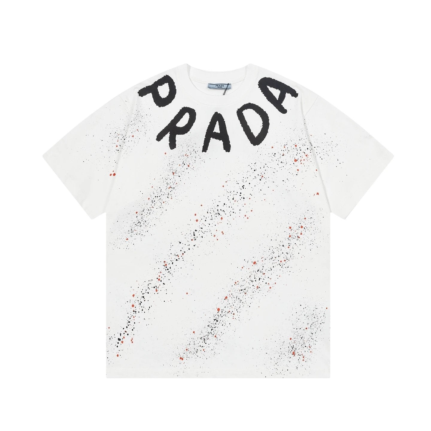 PRADA T-shirt Front Hand-Painted Letter Starry Sky Print logo round Neck Short Sleeve25ss New Pure Cotton Unisex Style T Casual T-Shirt Base Layer Shirt OS Loose Fit Half Sleeve Top Plus Size