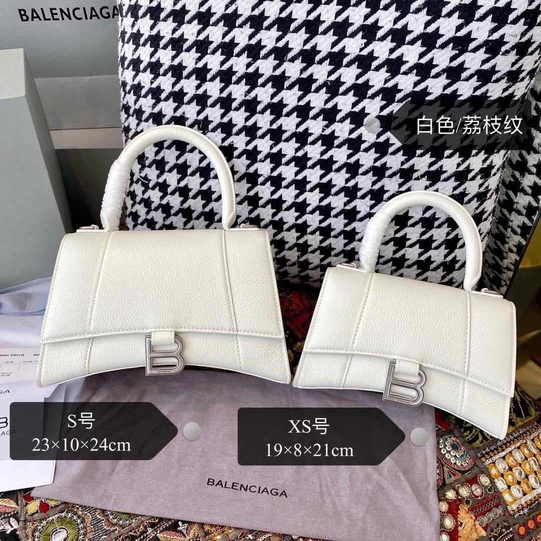 Balenciaga Bag Top version 【Level Surrogate Shopping】Hourglass Bag ahourglass Hourglass Bag Crocodile Leather Litchi Grain Cowhide XS No. S Women's Crossbody Bag