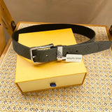 Louis Vuitton LV Belt Top version The Most New Belt3.5cm Men's Belt Metal Buckle Men's Leather Belt with Classic Checkerboard Plaid Belt