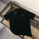 PRADA T-shirt Chest Triangle Mark Letters logo Embroidery POLO Shirt Lapel Short Sleeve25ss New Unisex Summer Short Sleeve OS Loose T Business Half Sleeve Shirt Plus Size T-Shirt