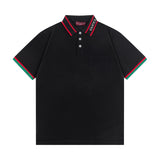 Gucci T-shirt Letters logo Woven Ribbon Collar POLO Shirt Lapel Short Sleeve25ss New Unisex Summer Loose Short Sleeve T Business Commuter Short Sleeve Shirt Plus Size T-Shirt