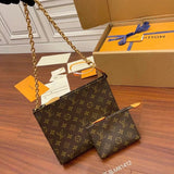 Louis Vuitton LV Women's Bag Top version M81412PochetteVoyage Medium Handbag Two-in-One Chain Bag Metal Chain Underarm Bag Detachable Shoulder Strap25cm Wash Bag Clutch Personal Hygiene Bag Mother Bag Coin Purse Shoulder Bag