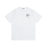 LOEWE T-shirt Two-Tone Small Letter Embroidery on Chest logo round Neck Short Sleeve25ss New Pure Cotton Unisex Style T T-shirt OS Loose Fit Base Shirt Half Sleeve T-Shirt Top Half Sleeve