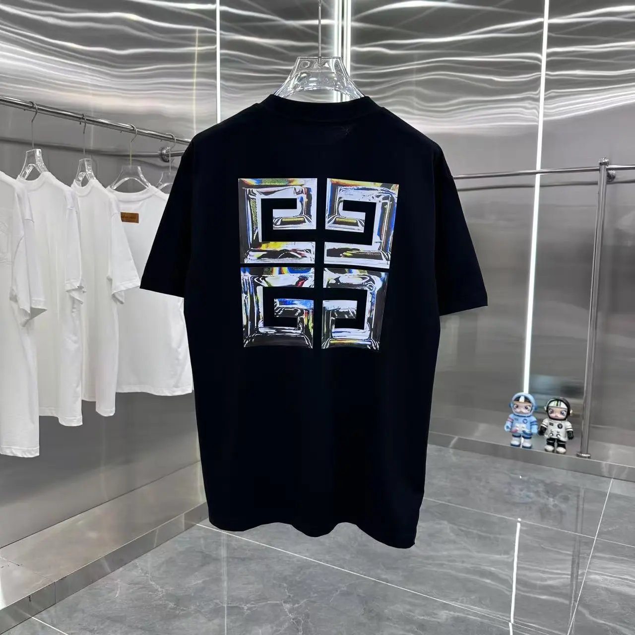 Givenchy T-shirt Back with colorful large4G Printing logo round Neck Short Sleeve25ss New pure cotton T Unisex T-Shirt OS Loose Fit Base Shirt Top Half Sleeve T-Shirt