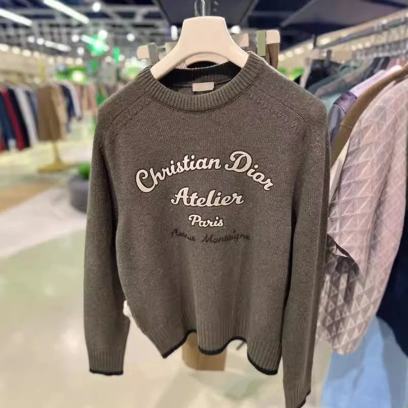 Dior Clothing 24New Letter Printed Casual Wool round Neck Knitted Sweater for Men and Women