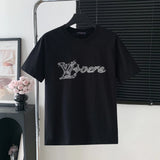 Louis Vuitton LV T-shirt Back Embroidery Large logo round Neck Short Sleeve25ss New Pure Cotton Unisex Style T T-shirt OS Loose Fit Base Shirt Top Half Sleeve T-Shirt