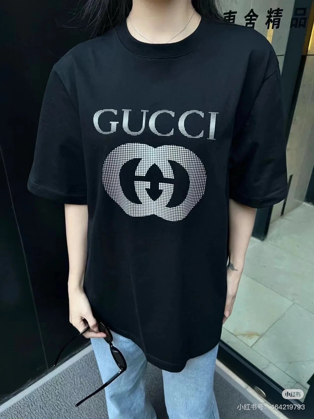 Gucci T-shirt Interlocking Double G Bead Embroidery logo round Neck Short Sleeve25ss New pure cotton T Unisex T-Shirt OS Loose Fit Base Shirt Top Half Sleeve T-Shirt