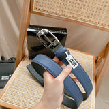 Montblanc Belt Top version Business Casual Belt Belt High Quality Double-Sided Head Layer Cowhide with Steel Buckle Men's Leather Belt Fashion All-Match Business Belt Double-Sided Available3.5