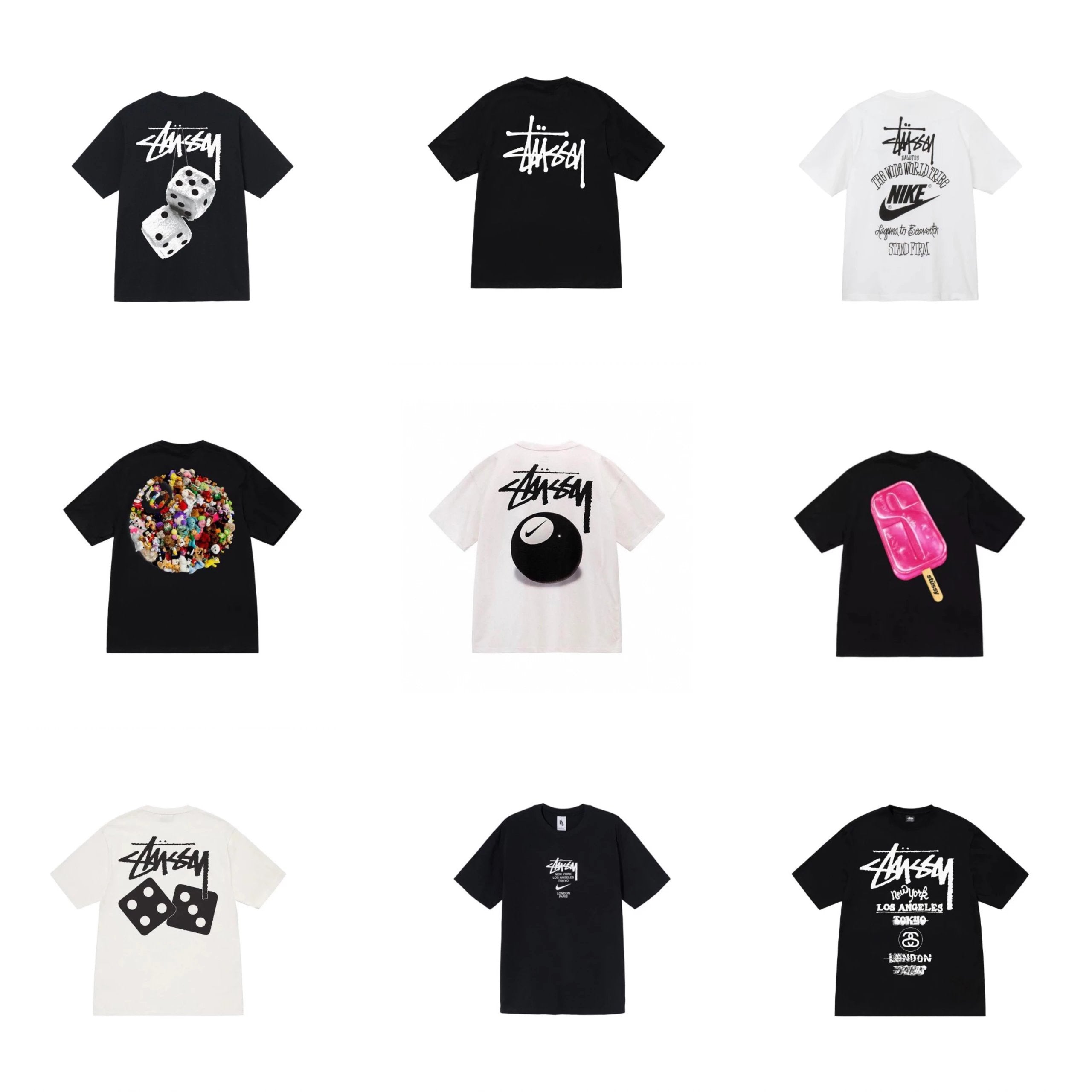 Stussy T-shirt Top Version Fashion Brand Plush Dice Summer Men's and Women's Same Style Short Sleeve T T-shirt