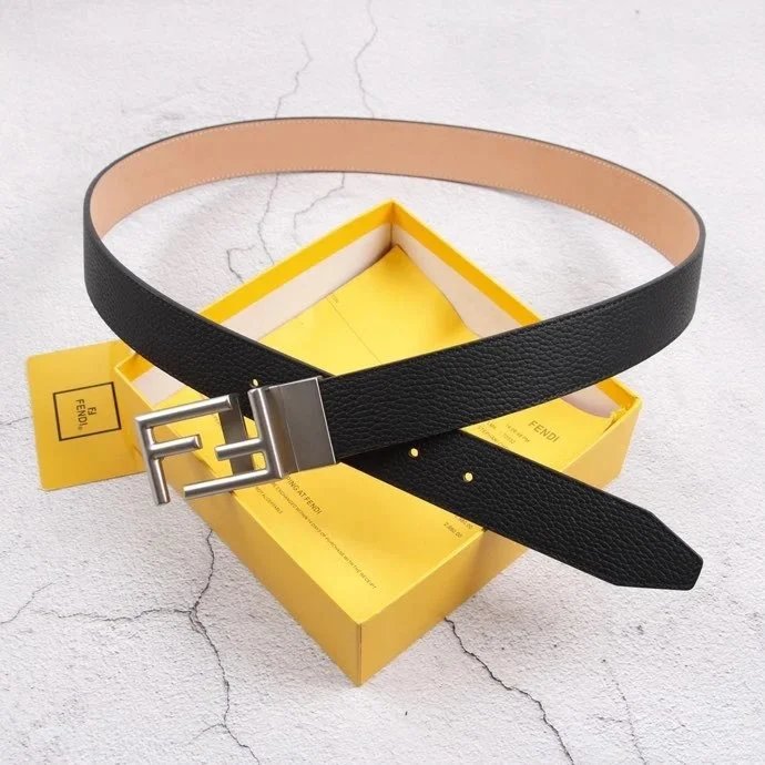 FENDI Belt Top version Belt Men's and Women's Belt Italy Imported Cowhide Leather Pure Original Leather Men's Belt Smooth Buckle Man's Belt3.8cm