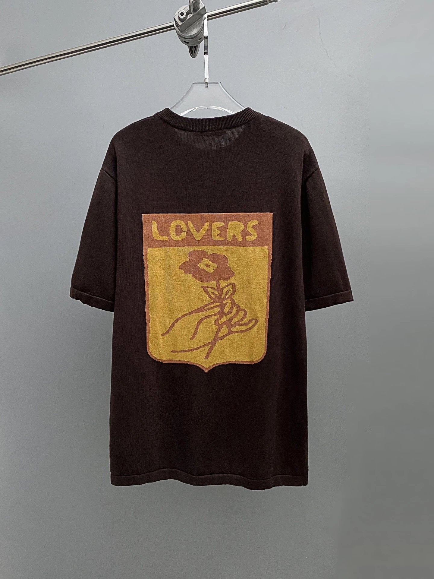 Louis Vuitton LV T-shirt Deep Brown Chest Box Patch Knit Sweater Round Neck Short Sleeve25ss New pure cotton T Unisex T-Shirt OS Loose Fit Base Shirt Top Half Sleeve T-Shirt