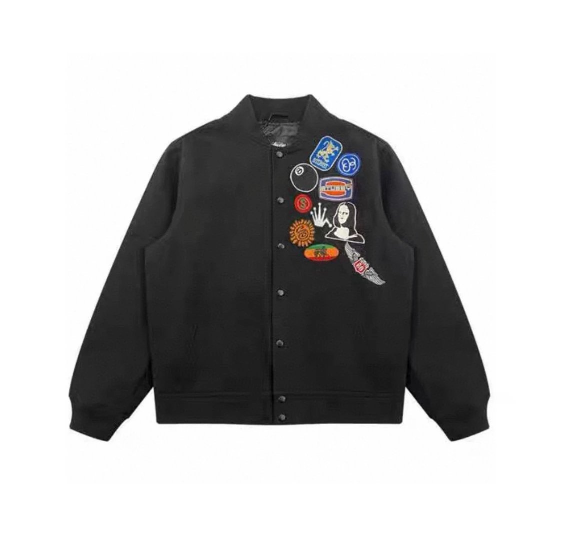 Stussy Jackets Top Version23New Color Patch American Street Embroidered Baseball Uniform Coat Stand Collar