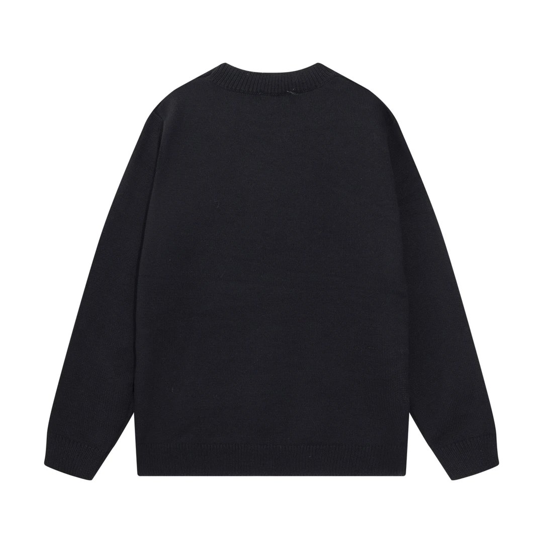 Amiri Sweater Unique Neckline logo Chest Patch Sweater Casual Loose Pullover Crew Neck Knitwear os Knitted Sweater Inner Layer Unisex Same Style24ss Autumn and Winter New Products