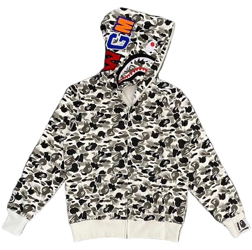 Bape Hoodie Top Version Japanese Style Fashion Brand Classic Shark Camouflage Hooded Sweater Hip Hop Style Loose Men and Women Couple Hoodie Coat