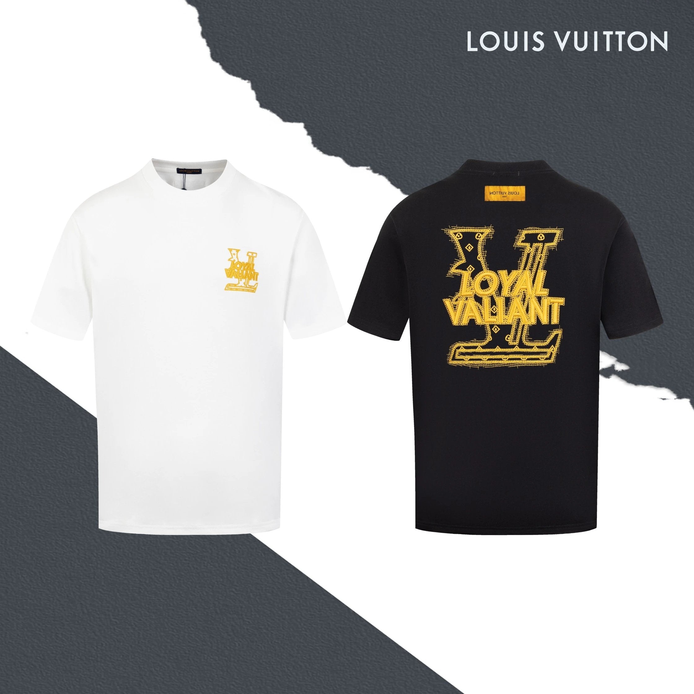 Louis Vuitton LV T-shirt Front and back letter pattern embroidery logo round Neck Short Sleeve25ss New Pure Cotton Unisex Style T T-shirt OS Loose Fit Base Shirt Top Half Sleeve T-Shirt