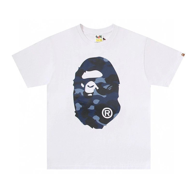 Bape T-shirt Top Version Fashion Brand Small Icon Embroidered Men's and Women's Short Sleeve T T-shirt Couple Cotton Printed round Neck Half Sleeve