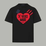 Louis Vuitton LV T-shirt Heart Print on the Chest logo round Neck Short Sleeve25ss New Pure Cotton Unisex Style T Casual T-Shirt Base Layer Shirt OS Loose Fit Half Sleeve Top Plus Size