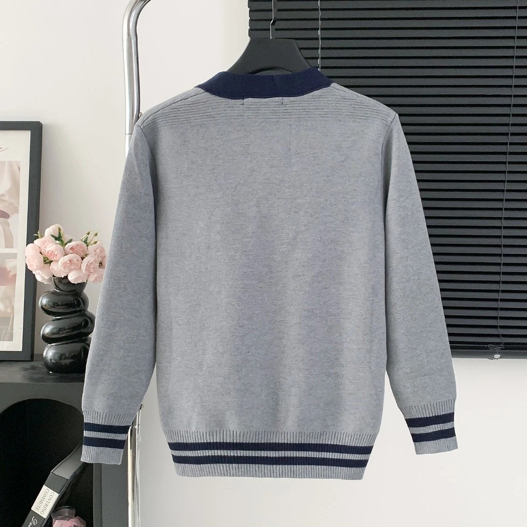 Louis Vuitton LV Sweater Solid Color v Cardigan Sweater25ss Spring New Men's and Women's Same Style Long Sleeve Soft Lazy Style Jacket OS Loose Fit Versatile Casual