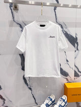 Amiri T-shirt Minimalist Letter Embroidery LOGO Logo Crew Neck Short Sleeve Pure Cotton T Unisex T-Shirt OS Loose Fit Casual T-Shirt