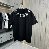 Chrome Hearts T-shirt Engraved with Lettering Film and Fully Adorned with Diamonds logo round Neck Short Sleeve25ss New Pure Cotton Unisex Style T Casual T-Shirt Base Layer Shirt OS Loose Fit Half Sleeve Top Plus Size
