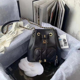 Chanel Backpack Bag Top version 2022New22P Latest Concept Women's Drawstring Small Bucket Bag Cowhide Lychee Pattern Ball Pattern Caviar Drawstring Bucket Bag Women's Bag Shoulder Crossbody Backpack as2318