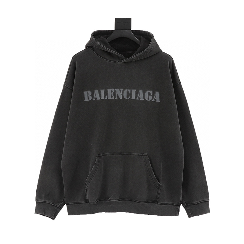 Balenciaga Hoodie Fuzzy Letters Printed Letters Distressed Destroyed Hooded Sweater for Men and Women