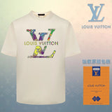 Louis Vuitton LV T-shirt Colorful Print on the Chest logo round Neck Short Sleeve25ss New Pure Cotton Unisex Style T T-shirt OS Loose Fit Base Shirt Short Sleeve T-Shirt Top