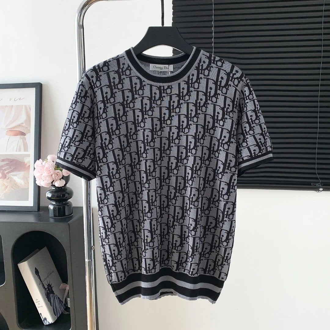 Dior T-shirt Alphabet Jacquard logo round Neck Short Sleeve25ss New Pure Cotton Unisex Style T T-shirt OS Loose Fit Base Shirt Half Sleeve T-Shirt Top Half Sleeve