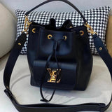 Louis Vuitton LV Women's Bag Top version M57687Black M54688Gray M57689Brown LOCKMEBUCK Drawstring Twistlock Lock Bucket Bag Full Leather Shoulder Crossbody Handbag