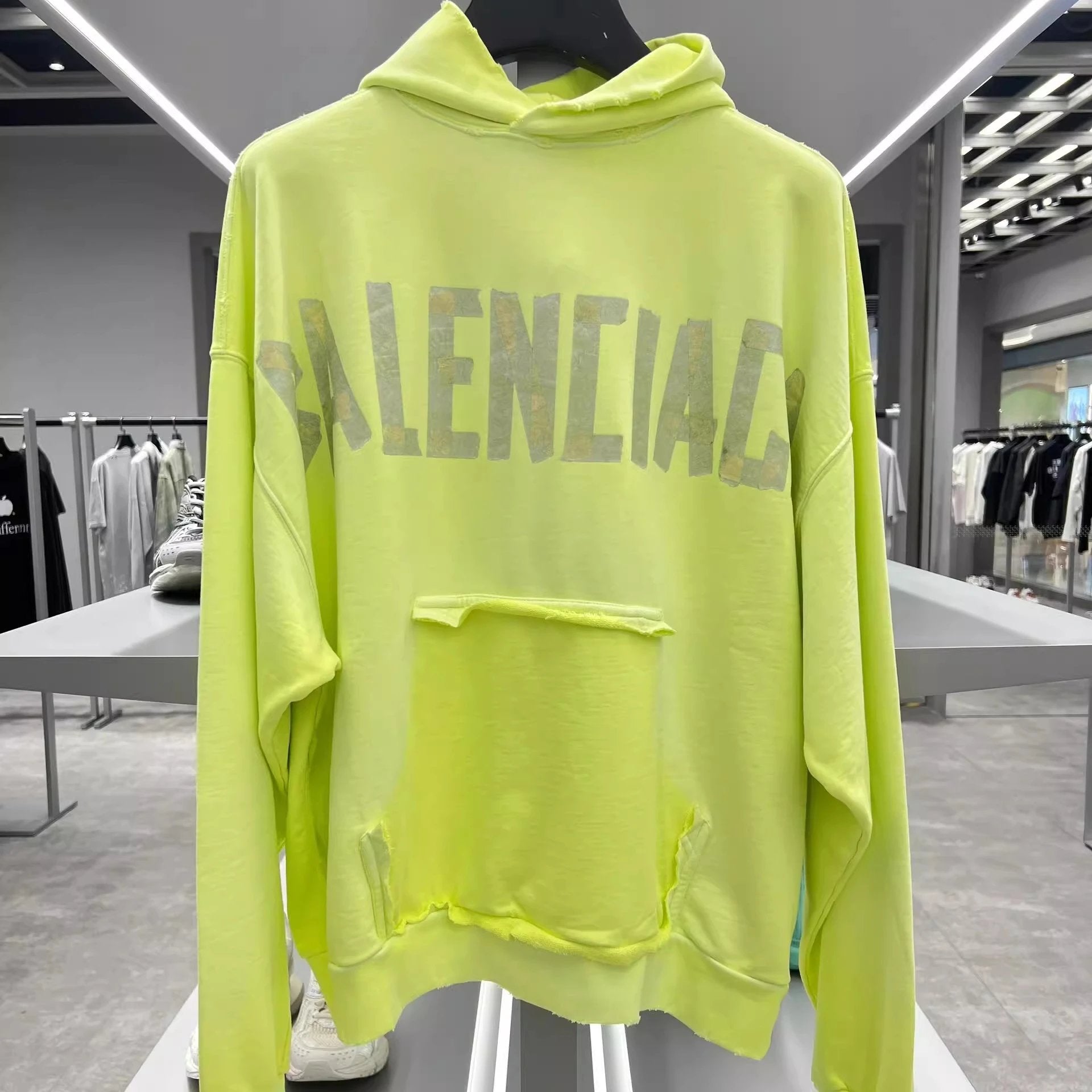 Balenciaga Hoodie New Washed Faded Gray Tape Letters logo Printed hoodie