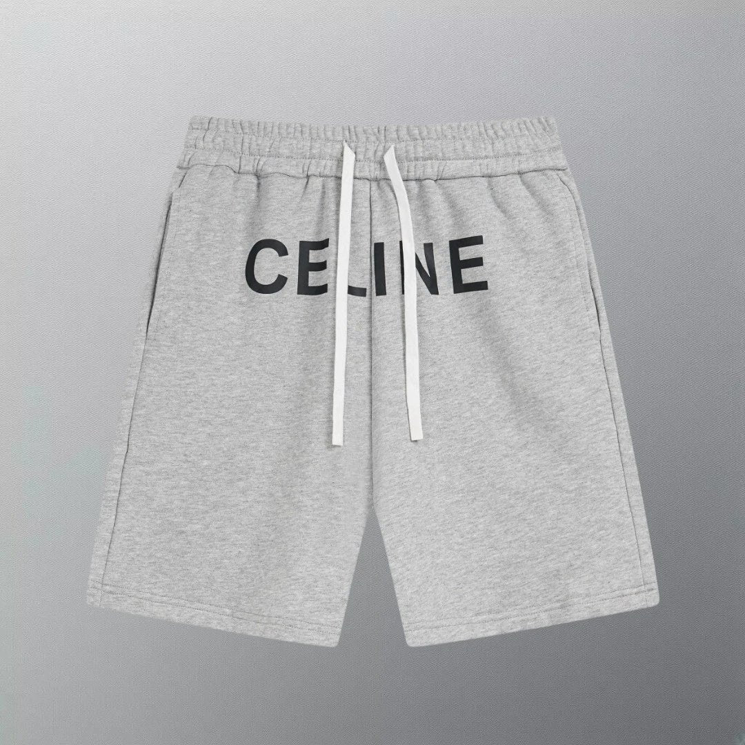 Celine Shorts Predecessor Brand Letter Print logo Five-point Shorts25ss New Drawstring Casual Summer Pants5Two-in-One Casual Sweatpants for Men and Women, Pure Cotton Joggers
