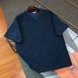 Dior T-shirt 2025CD Letter Jacquard Pattern Towel Round Neck Short Sleeve Pure Cotton T T-shirt ins Unisex Simple Summer New Casual Base Shirt T-Shirt