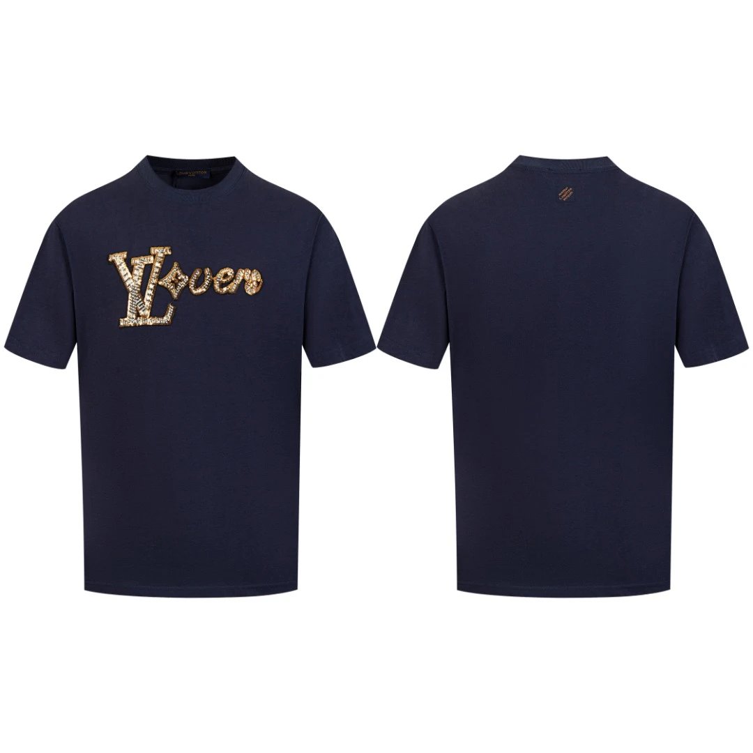 Louis Vuitton LV T-shirt Colorful Letter Sequin Embroidery on the Chest logo round Neck Short Sleeve25ss New pure cotton T Unisex T-Shirt OS Loose Fit Base Shirt Top Half Sleeve T-Shirt