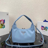 PRADA Bag Top version 2020Autumn and Winter New Hobo Series Retro Style Full Leather Messenger Bag Shoulder Bag Underarm Bag Handbag Women's Bag Women's Bag1BC132