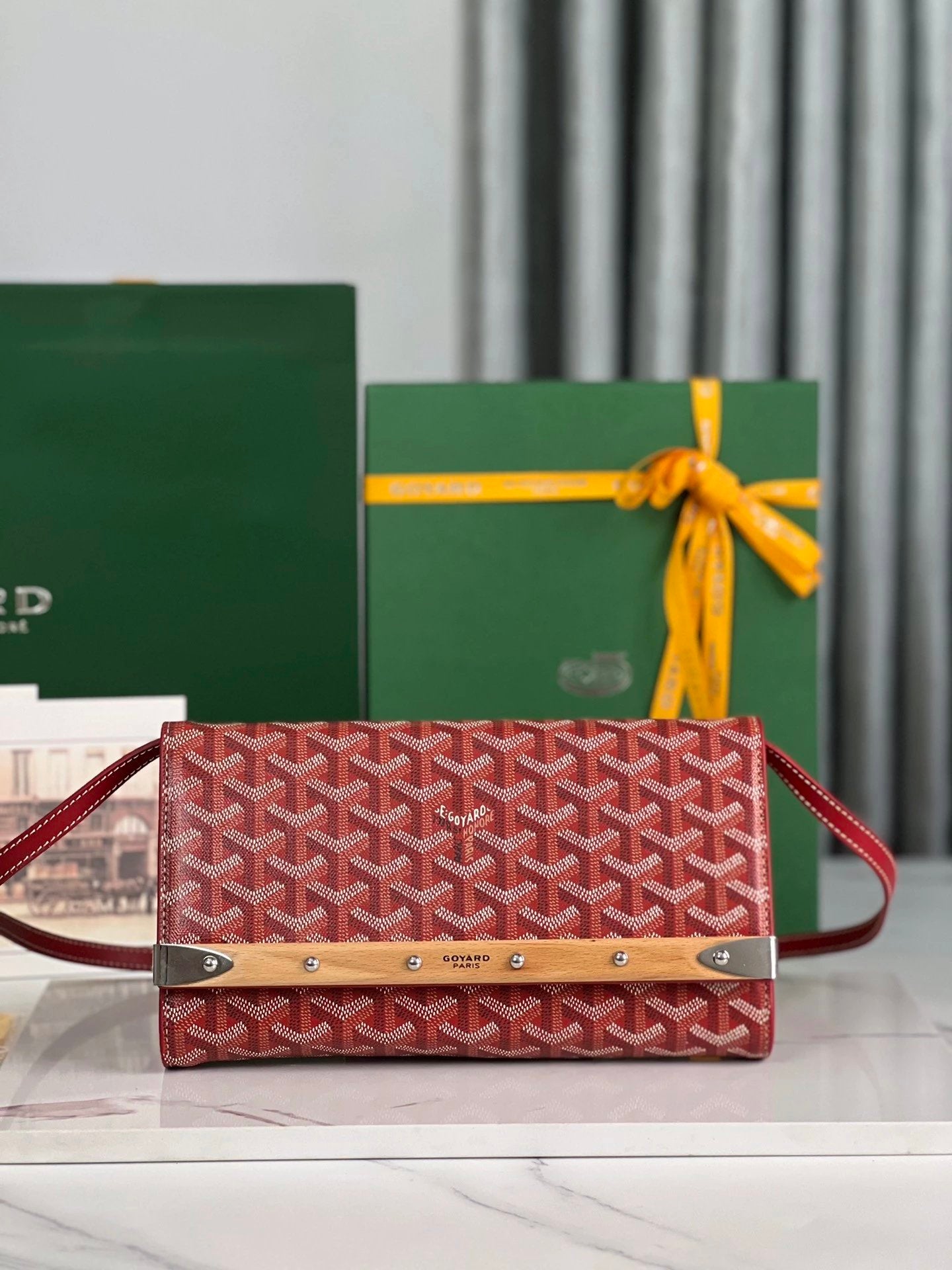 Goyard Bag Top version 【Original Leather】New Monte-Carlo Small Size Clutch Mobile Phone Bag WOC Envelope Package Small Bag Crossbody Bag Shoulder Bag Mobile Phone Bag Parent Wallet Handbag Women's Bag