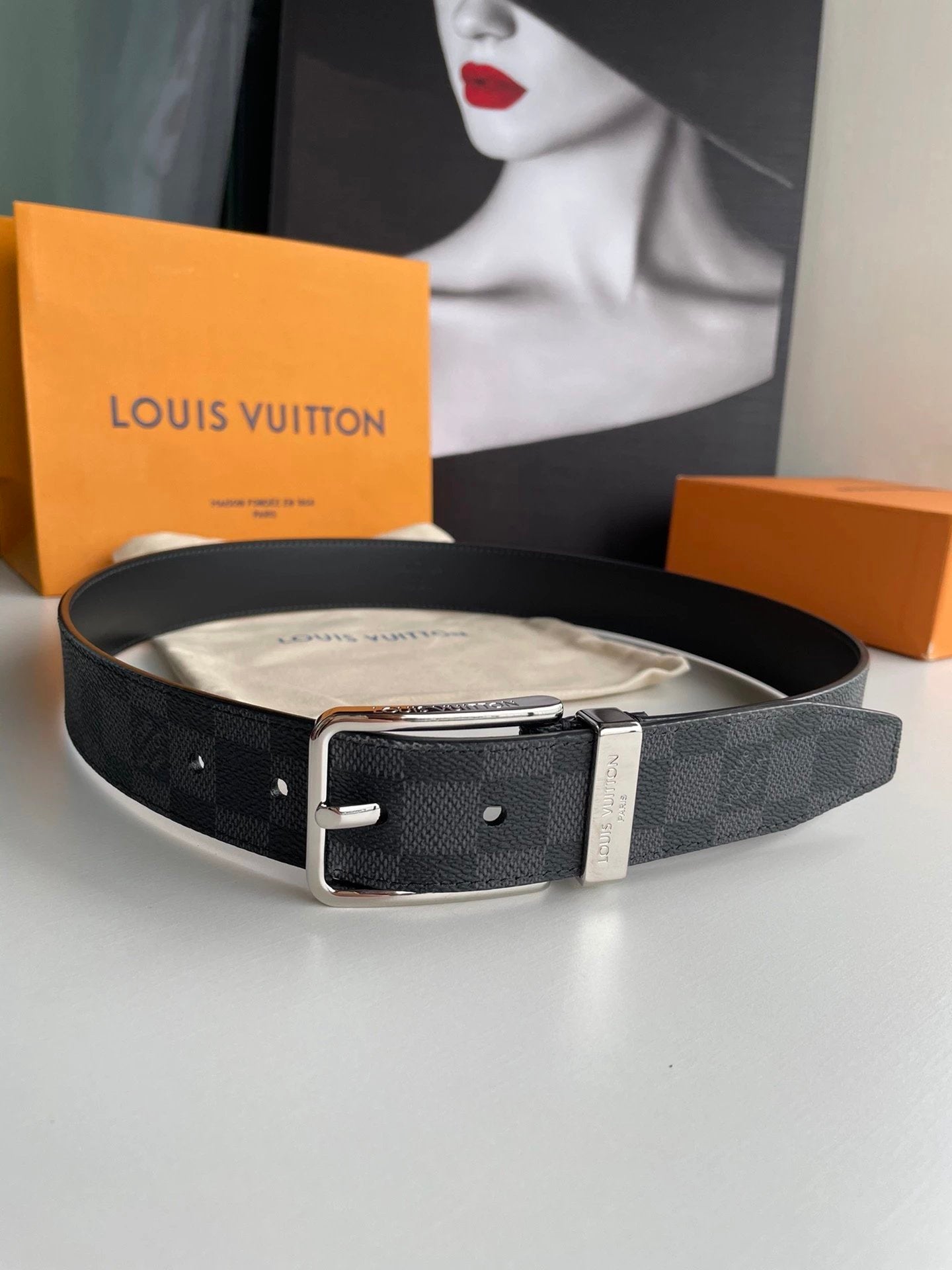 Louis Vuitton LV Belt Top version 【Counter Quality】The Most New Belt4.0cm Men's Belt Pin Buckle Men's Leather Belt with Classic Presbyopic Checkered Belt with Genuine Goods Packaging No Problem in and out of the Counter Versatile Casual Fashion Formal Wea
