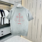 Chrome Hearts T-shirt Back Embroidery logo round Neck Short Sleeve25ss New Pure Cotton Unisex Style T Casual T-Shirt Base Layer Shirt OS Loose Fit Half Sleeve Top Plus Size