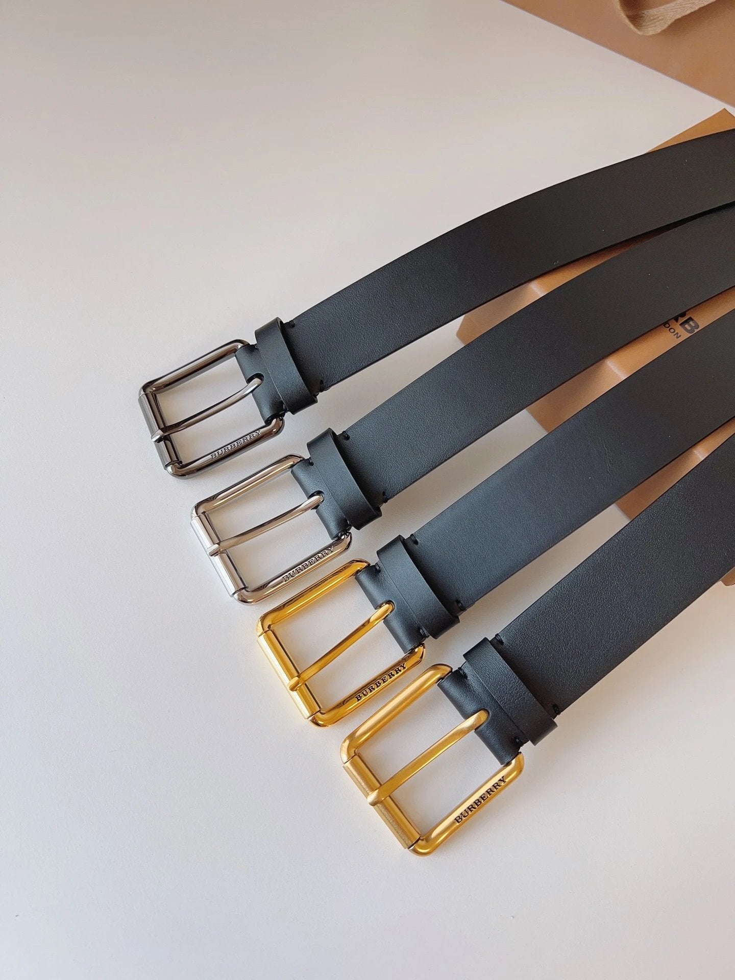 Burberry Belt Top version 【Full Package】New Men's Leather Belt Width3.5cm Double-Sided Imported First Layer Calfskin Full Grain Leather Genuine Goods Quality Original Letter Rotating Buckle Counter Full Set Gift Box Packaging B Home Belt