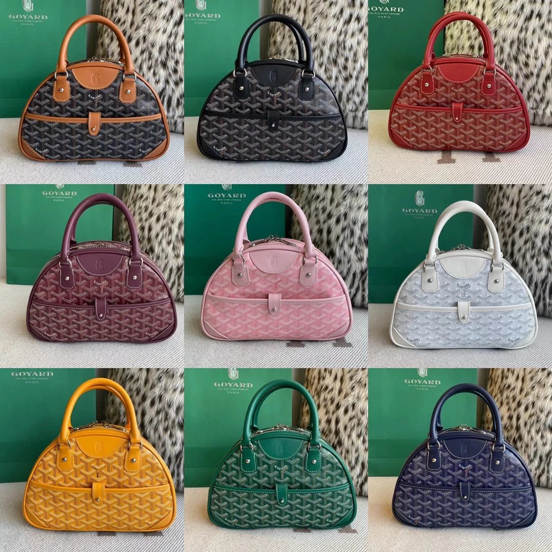 Goyard Bag Top version 【Original Factory】South Korea Special Cabinet Version Latest Upgraded Version vintage Bowling Bag Small Size Bowling Bag Suitcase Travel Bag New Product Portable Box Bag Women's Bag