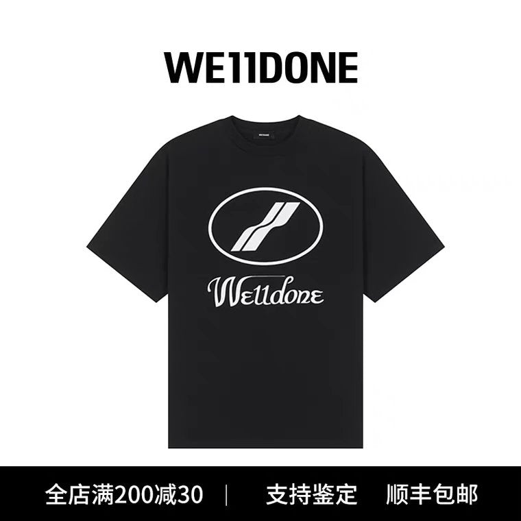 We11done T-shirt Top Version Short Sleeve3M Reflective LOGO Bullet Screen Letter Short Sleeve Simple T Women's T-shirt