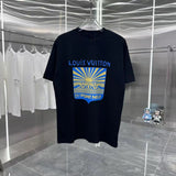 Louis Vuitton LV T-shirt Sun Pattern Print on the Chest logo round Neck Short Sleeve25ss New pure cotton T Unisex T-Shirt OS Drop Shoulder Loose Fit Base Shirt Top T-Shirt Short Sleeve
