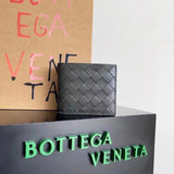 Bottega Veneta Men's Bag Top version 【Premium Original Leather】Calf Skin Small Wallet Men's Hand-Woven Wallet Two-Layer Wallet Men's Weaving Wallet New Calfskin Short Wallet Men's and Women's Wallet