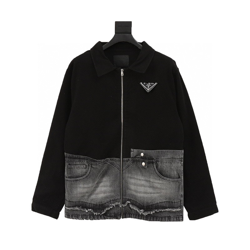 PRADA Jackets  Washed Triangle Mark Denim Coat for Men and Women