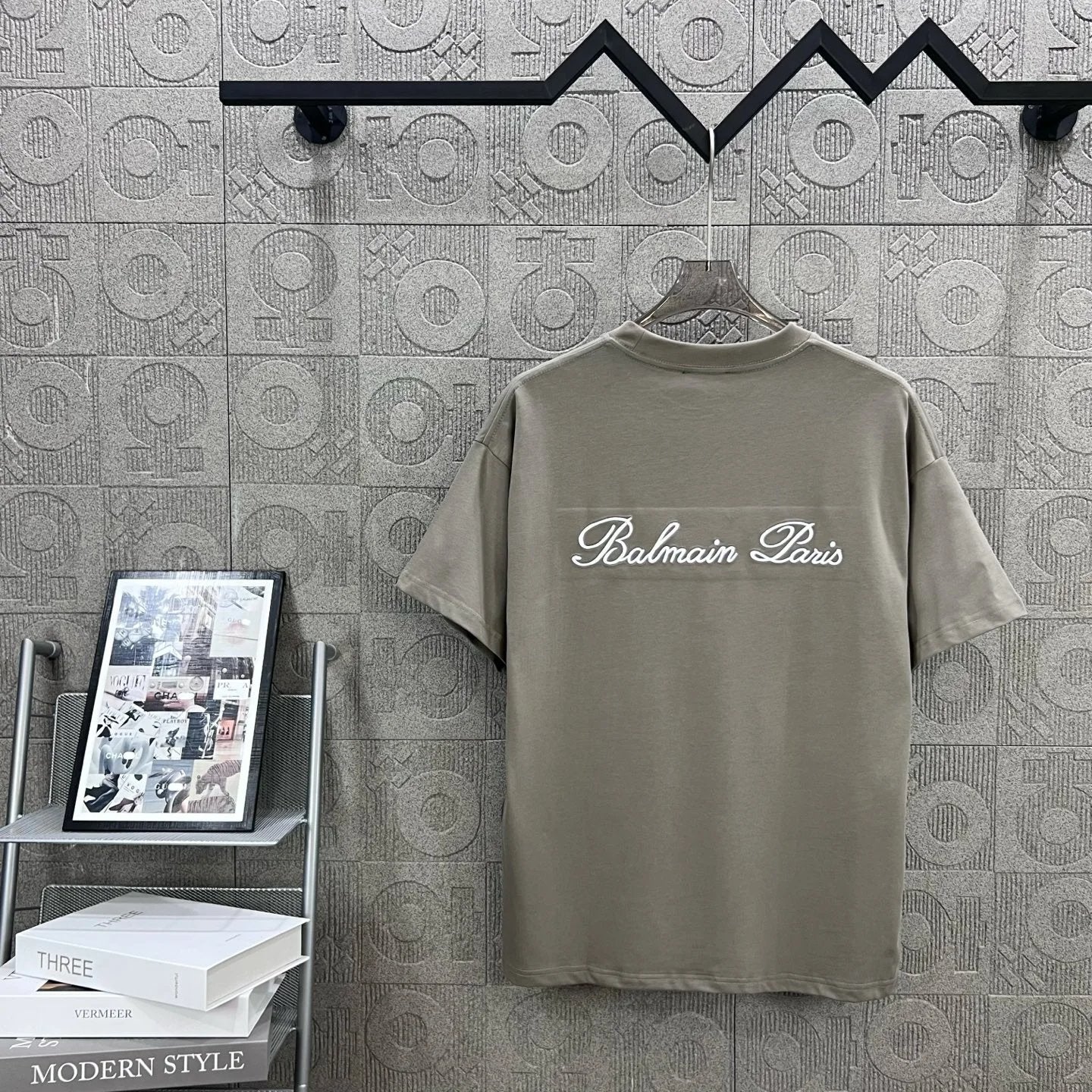 Balmain T-shirt Front and Back Simple Letter Embroidery logo round Neck Short Sleeve25ss New pure cotton T Unisex T-Shirt OS Drop Shoulder Loose Fit Base Shirt Top T-Shirt Short Sleeve