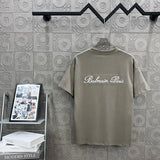 Balmain T-shirt Front and Back Simple Letter Embroidery logo round Neck Short Sleeve25ss New pure cotton T Unisex T-Shirt OS Drop Shoulder Loose Fit Base Shirt Top T-Shirt Short Sleeve