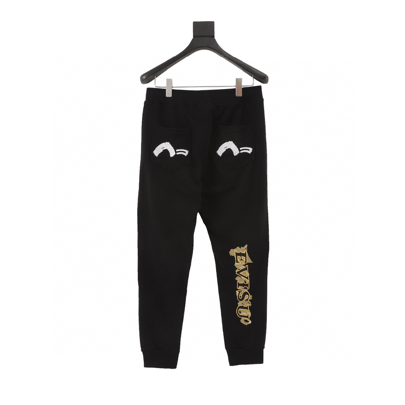 Evisu Sweatpants Bronzing Embroidered Printed Lettered Casual Leg Shaping Sweatpants for Men and Women