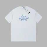 Dior T-shirt Chest Letter Embroidery logo round Neck Short Sleeve25ss New Pure Cotton Unisex Style T Casual T-Shirt Base Layer Shirt OS Loose Fit Half Sleeve Top Plus Size