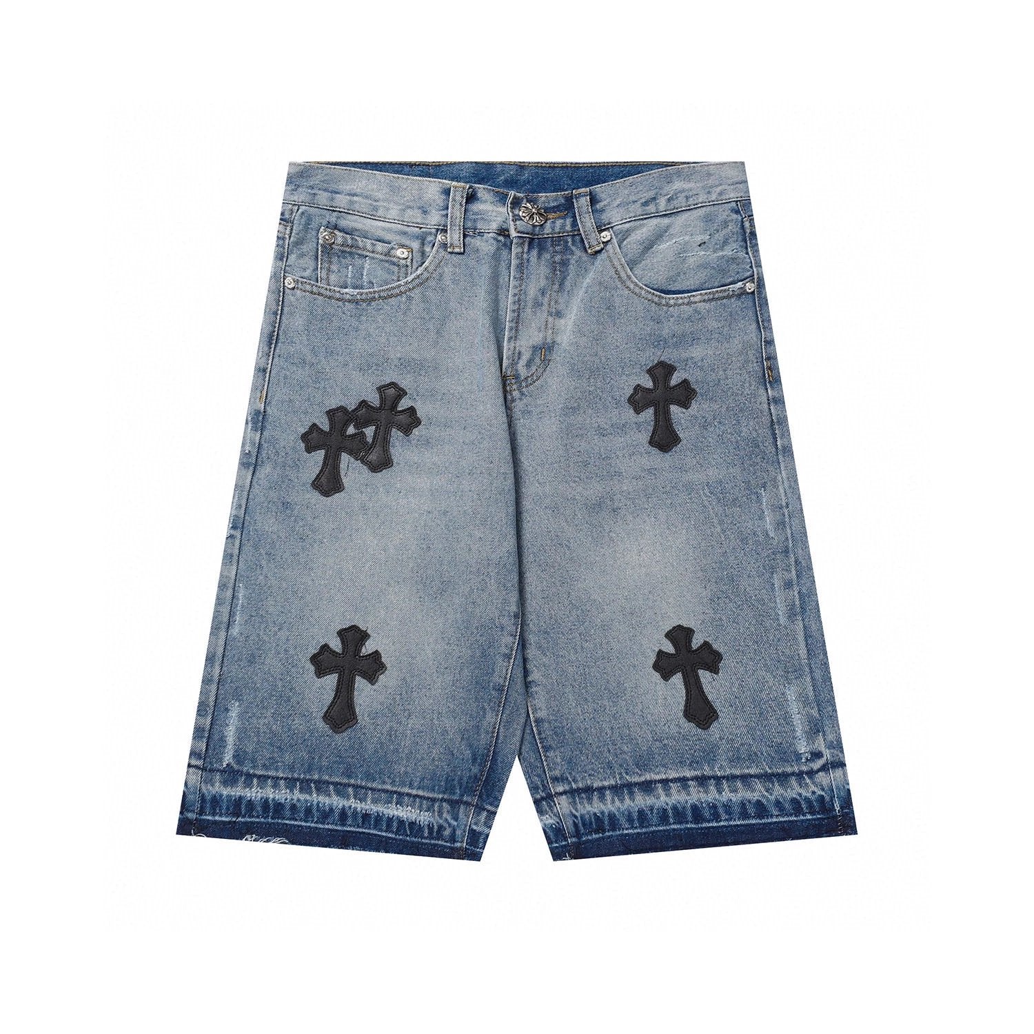 Chrome Hearts Shorts Top Version New Men's and Women's Same Style Denim Shorts Pants Summer Fashion